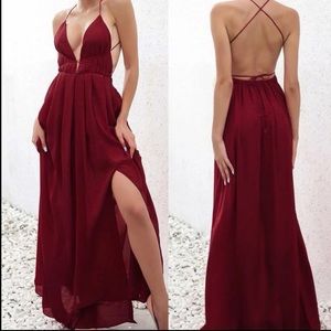 SHEIN Backless Strappy Dress, Formal Evening Gown, Plunge Neck, Prom Dress NWOT